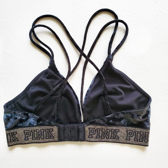 Victoria's Secret Crushed Velvet Triangle Bralette Black / Silver S - Picture 4 of 16